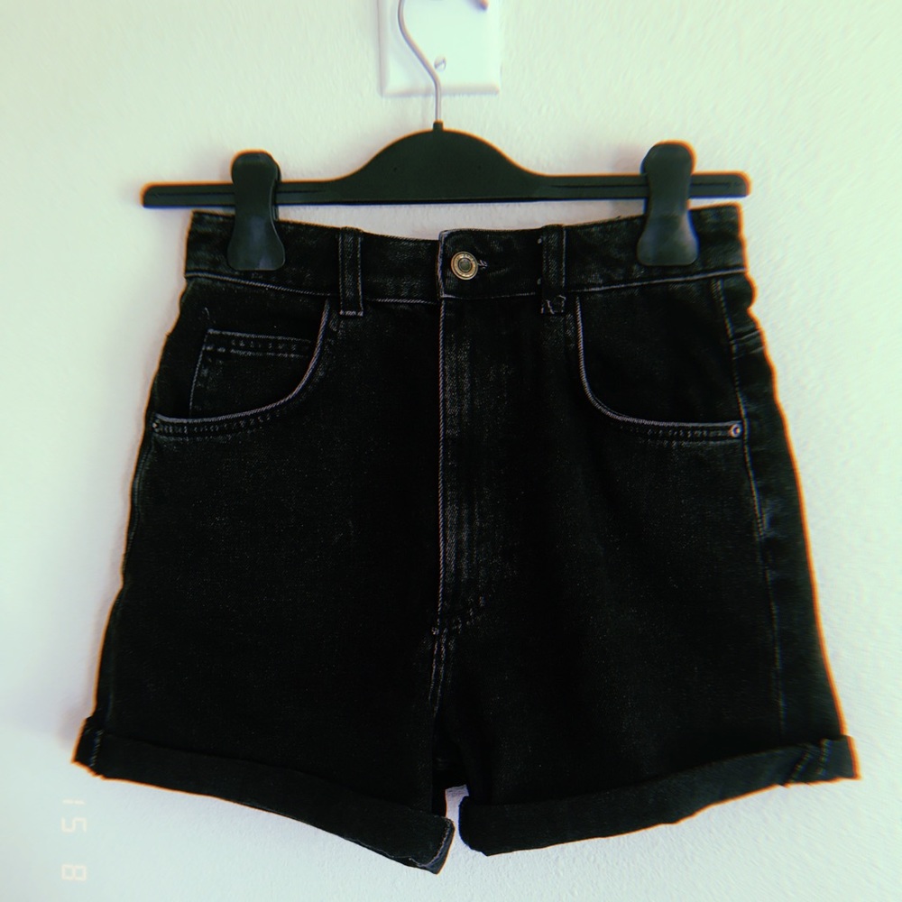 ZARA high waisted denim black shorts